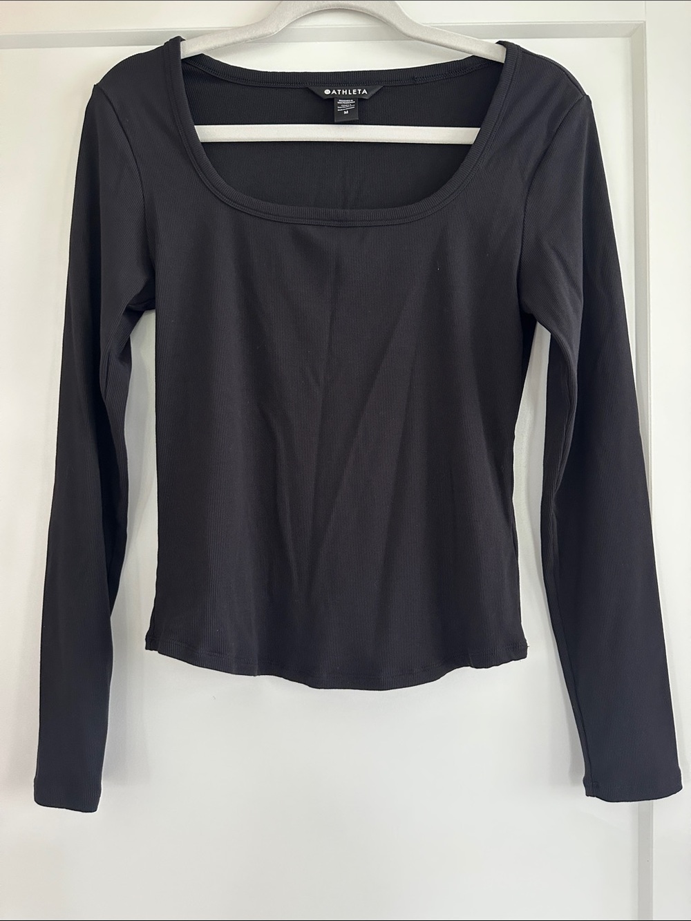 Athleta Black Scoop Neck Long Sleeve Top